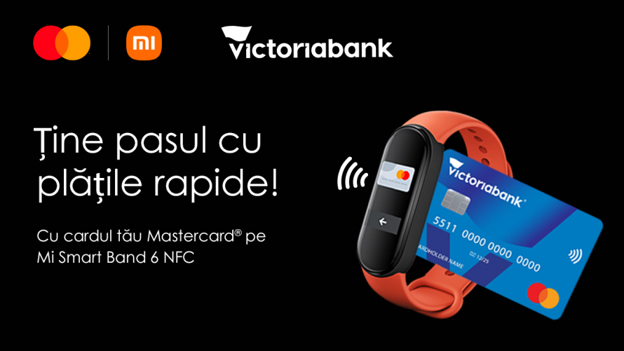 XIAOMI PAY VINE ÎN MOLDOVA: Victoriabank și Mastercard lansează plățile contactless cu brățări fitness