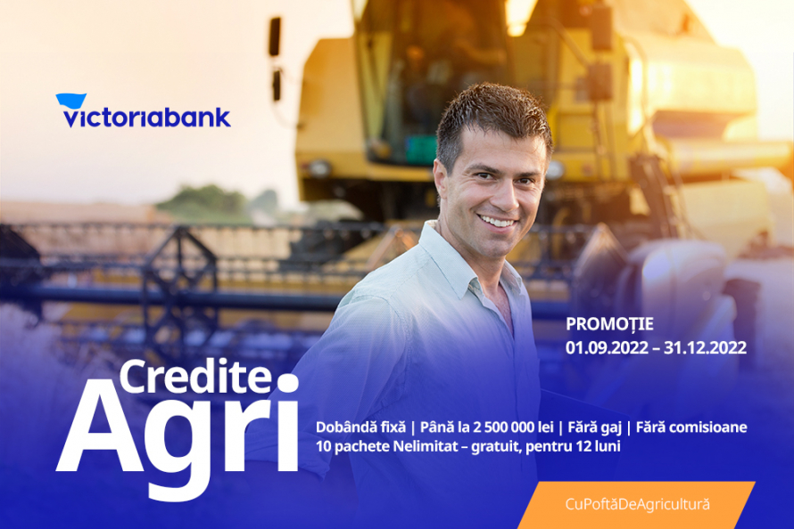 Victoriabank vine cu o ofertă de susținere pentru agricultori – credite cu rată fixă, până la 2,5 milioane de lei