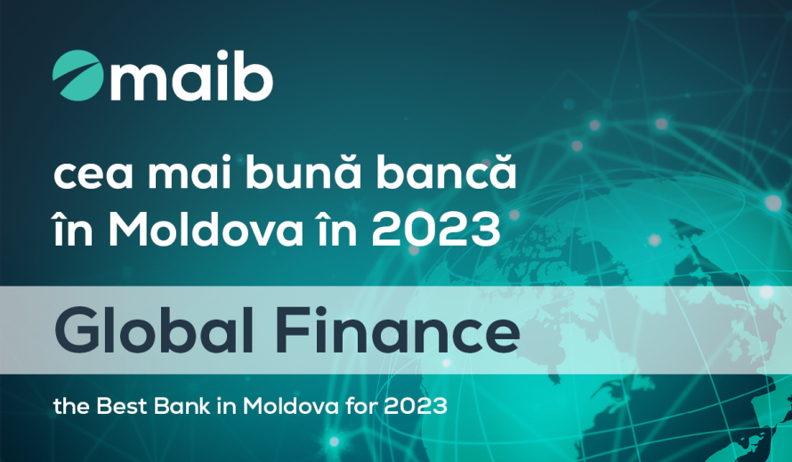 Maib a fost desemnată „Cea mai bună bancă din Moldova” de revista Global Finance