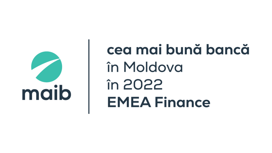 Maib - desemnată de EMEA Finance „Cea mai bună bancă din Moldova”, pentru al doilea an consecutiv