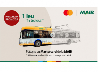 Promoția 1 leu în troleu revine! Achită cu Mastercard de la MAIB în transportul public din capitală