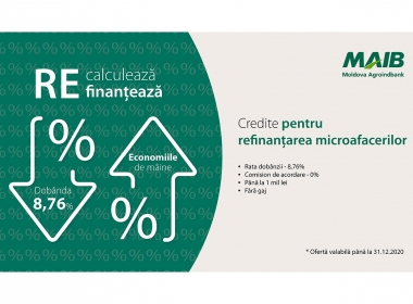 Moldova Agroindbank lansează oferta pentru întreprinderile micro: Recalculează şi Refinanţează