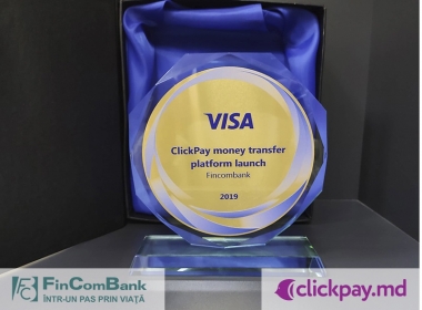 FinComBank, premiată de VISA pentru lansarea platformei unice în Moldova, clickpay.md