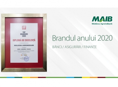 Moldova Agroindbank – „Brandul Anului 2020” la categoria Bănci / Asigurări / Finanțe