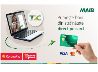 Moldova Agroindbank și Zolotaya Korona lansează serviciul de transfer de bani din străinătate direct pe card