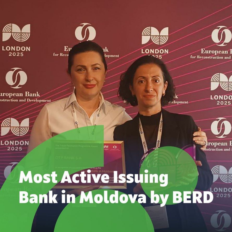 OTP Bank Moldova, desemnată „Cea mai activă bancă emitentă” 