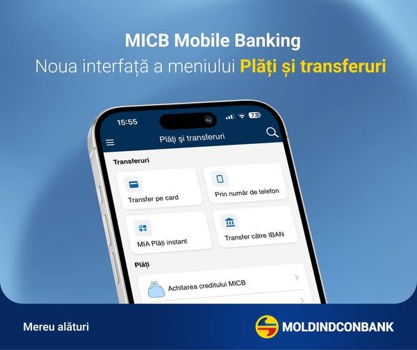 Nou look, mai multă viteză: actualizează aplicația MICB Mobile de la Moldindconbank