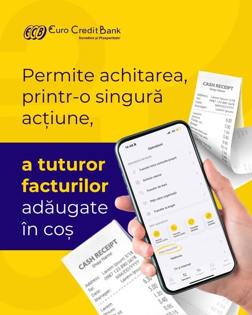  „Coșul de plăți” de la ECBank: achită toate facturile dintr-o singură operațiune