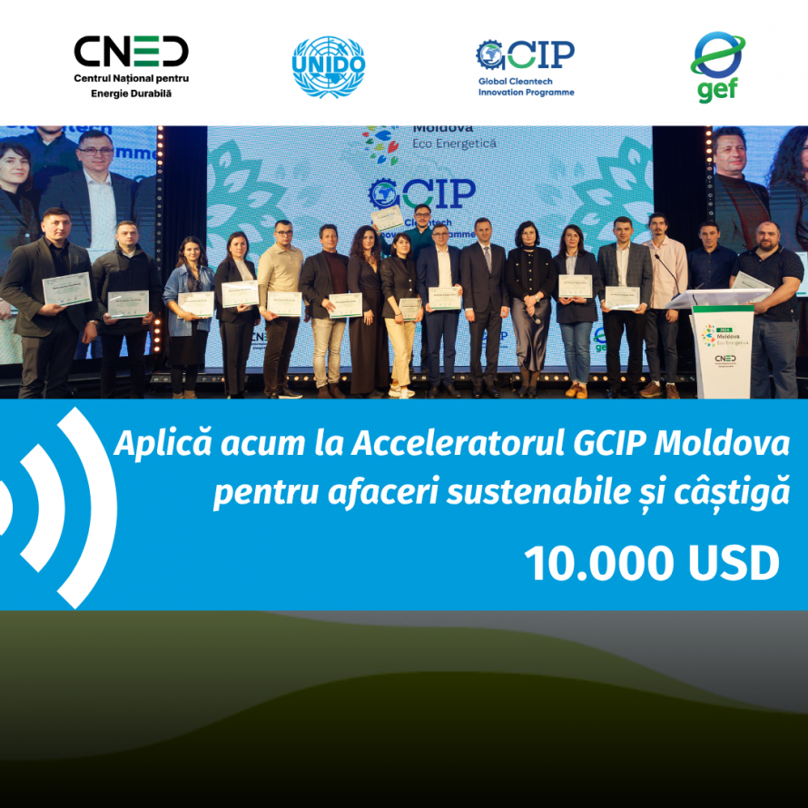GCIP Moldova 2025: 10.000 USD pentru antreprenori în tehnologii curate