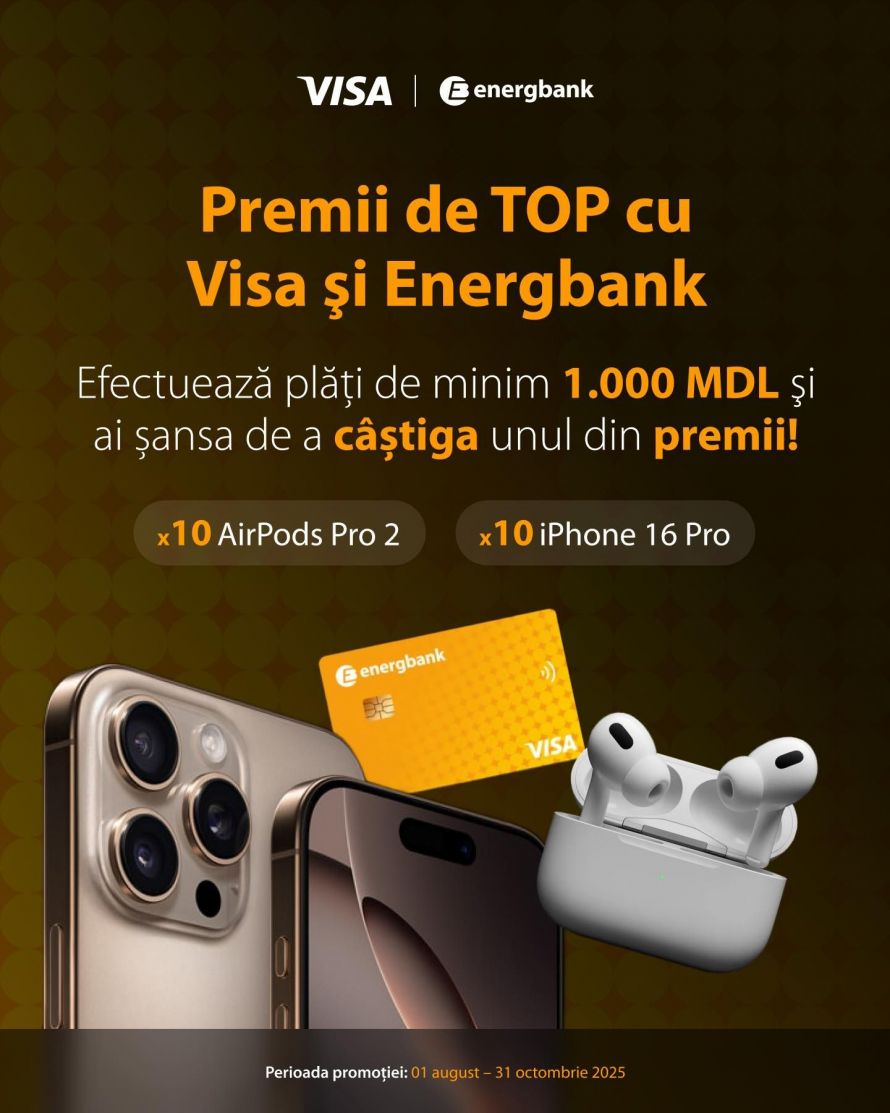 Card de nota 10: Plătești cu Visa Energbank, câștigi gadgeturi de ultimă generație