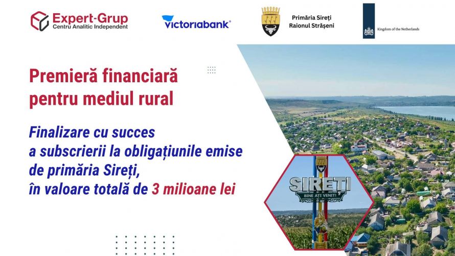 Subscrierea la obligațiunile Primăriei Sireți, intermediată de Victoriabank, s-a încheiat cu succes