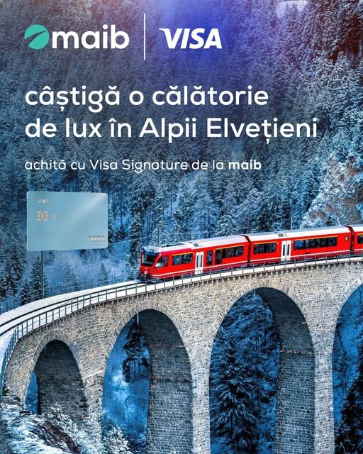 maib și Visa te duc în Alpii elvețieni. Călătorește la bordul Glacier Express