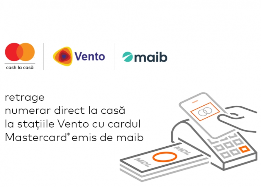 maib și Mastercard lansează serviciul „Cash la casă” în stațiile Vento: numerar direct la casă, fără drum la bancomat