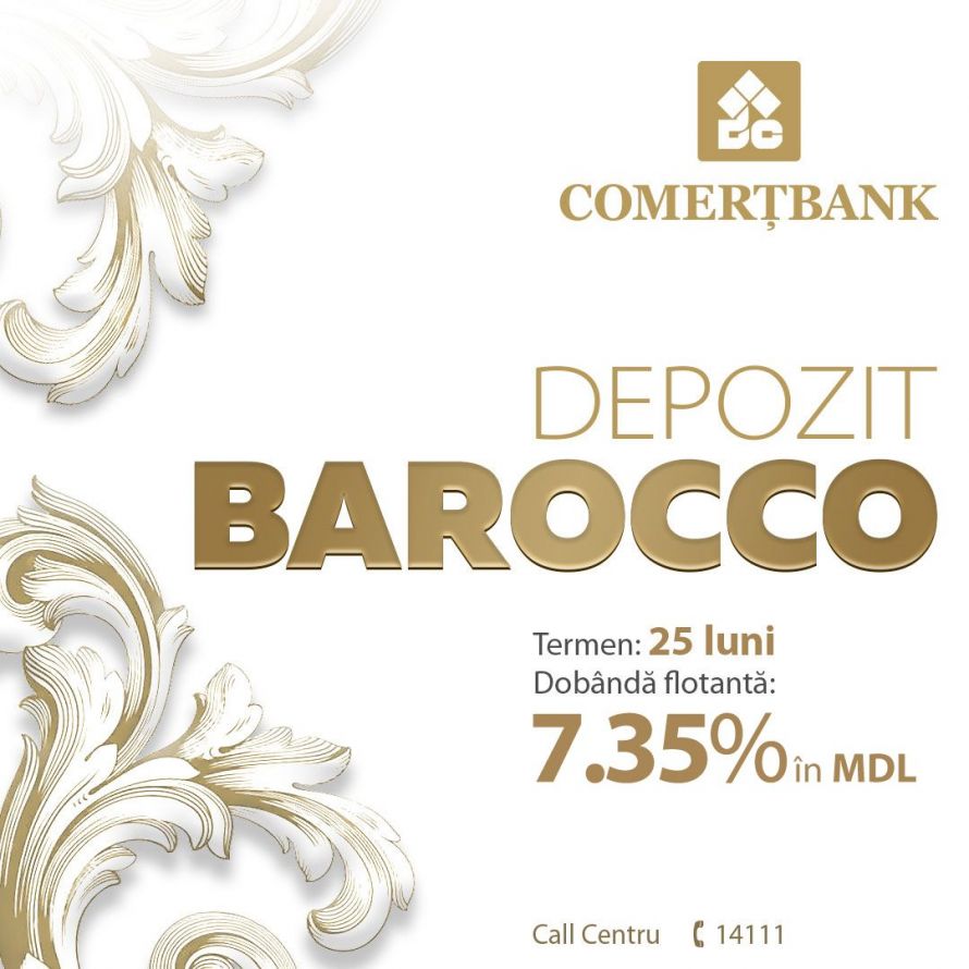 Depozitul „Barocco” de la Comerțbank: dobândă flotantă de 7,35% pentru o perioadă de 25 de luni