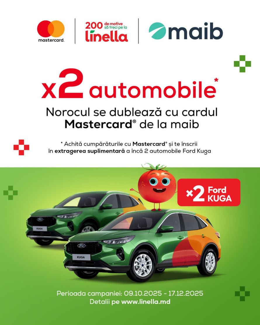 maib, Mastercard și Linella: două automobile în joc pentru plățile cu cardul