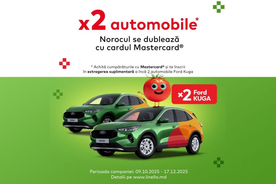 Campanie comună Mastercard și Linella: clienții maib, Moldindconbank și FinComBank pot câștiga două automobile Ford Kuga