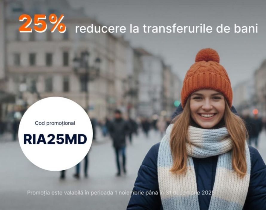 Transferuri către Ucraina cu −25% la comision prin Ria, în rețeaua EuroCreditBank