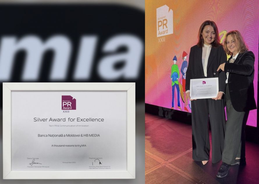 BNM, premiată la Romanian PR Award 2025: Proiectul „MIA” - recunoaștere internațională pentru inovația financiară a Republicii Moldova