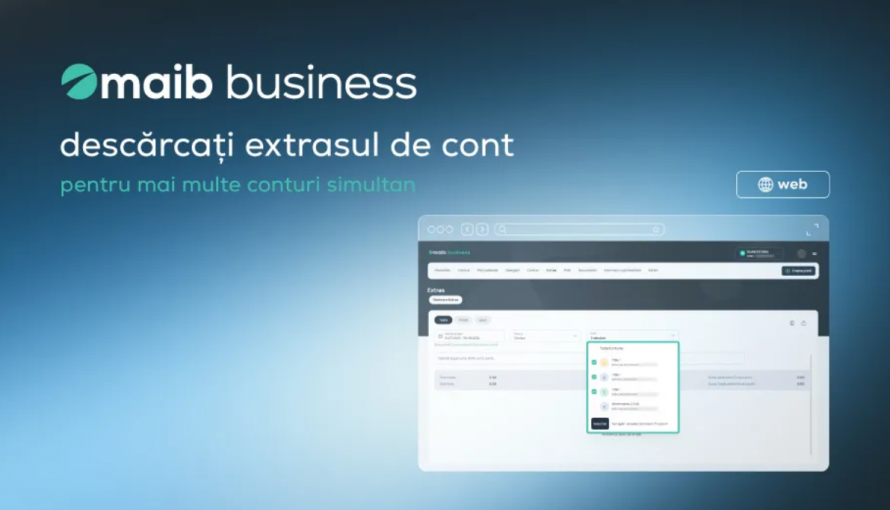 Noutate în maib business: extrase pentru mai multe conturi, descărcate sau trimise simultan