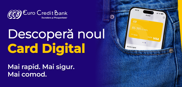 EuroCreditBank lansează Digital Card ECB: card emis rapid, direct din aplicația ECBank
