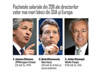 Cît au cîștigat bancherii în 2011? Vezi salariile directorilor celor mai mari 15 bănci (SUA & Europa)